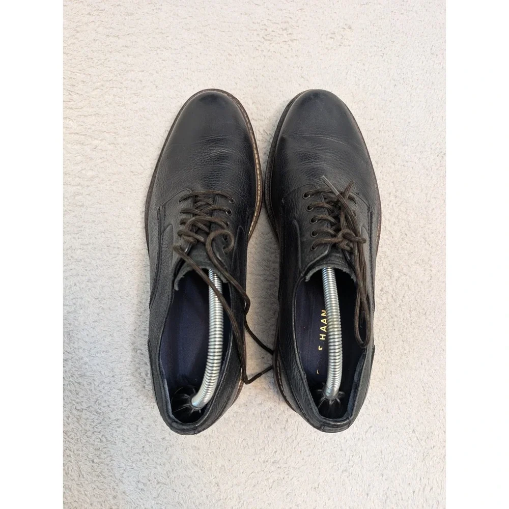 Cole Haan Classic Oxford Plain Toe Pebble Leather Size 9.5 M Black Laceup C26096